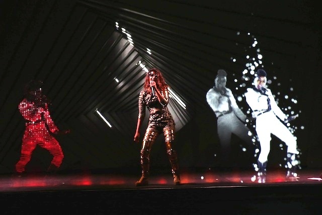 M.I.A. × Janelle Monáe — live holographic performance for Audi A3 launch, 2014.