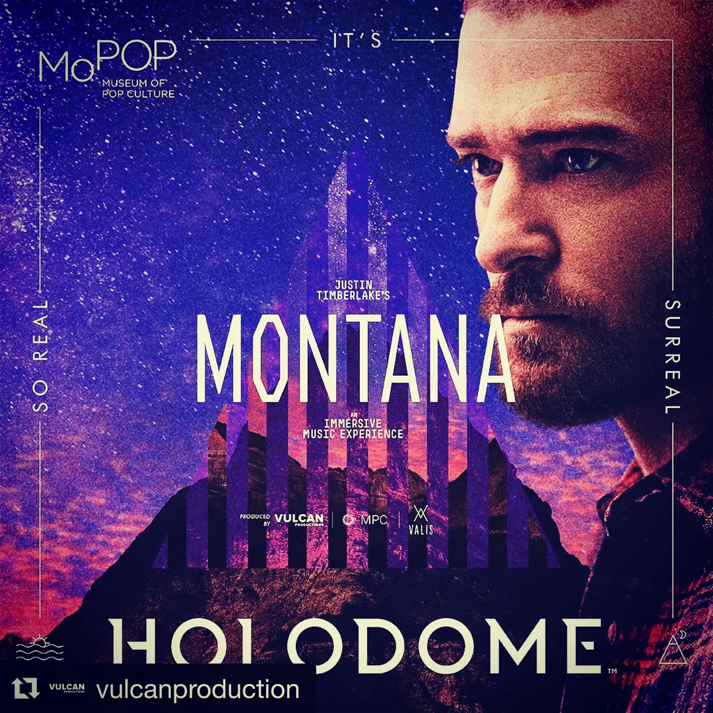 Justin Timberlake's Montana — immersive music experience directed by Peter Martin for VALIS Studio and MPC, in partnership with Paul Allen's Vulcan Productions, for the Holodome at MoPOP, 2018.